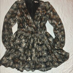 Flying Tomato Black Ruffled Wrap Dress‎ size medium